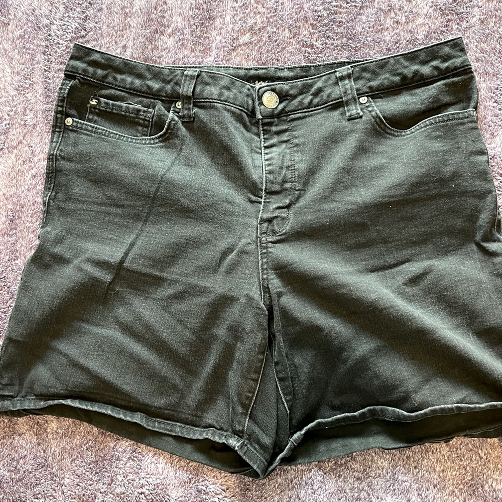 Black denim shorts. Seven Jeans. Size 16.